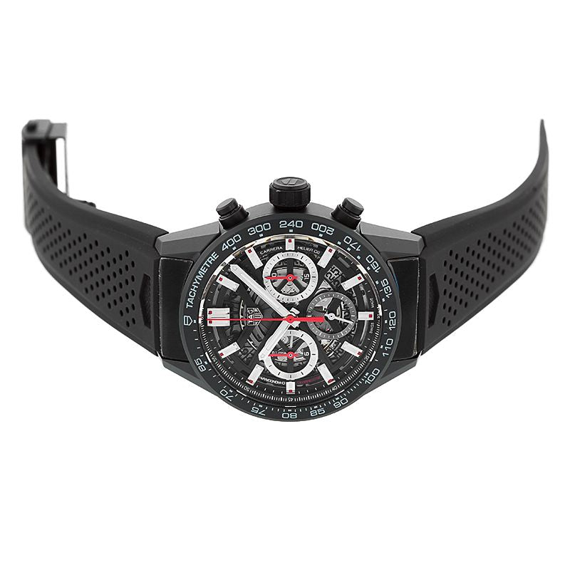  Shop Authentic Tag Heuer Carrera Chronograph Steel & Ceramic Black Dial Black Rubber Strap Watch for Men - CBG2090.FT6145 - Luxxuri