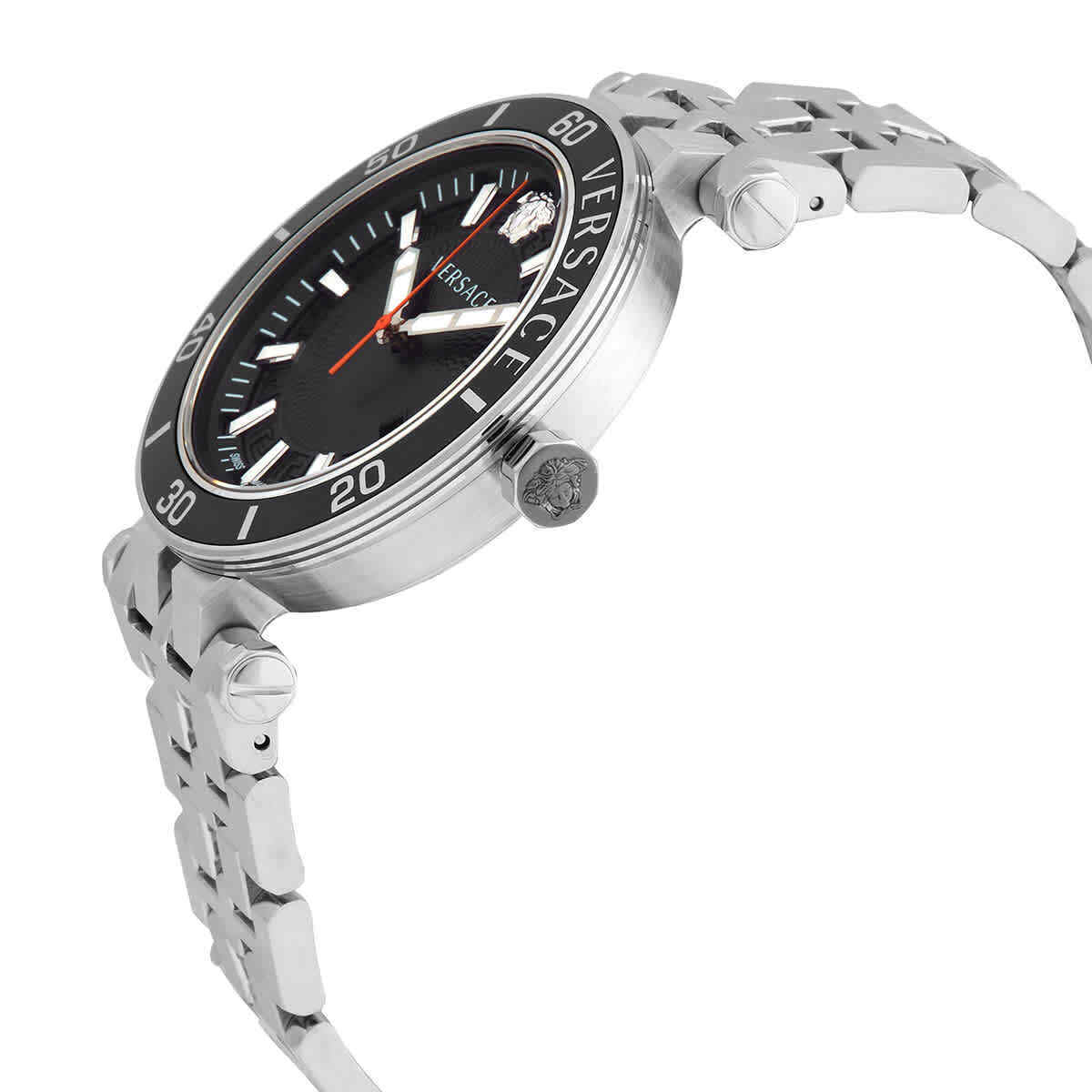  Shop Authentic Versace Greca Sport Quartz Black Dial Silver Steel Strap Watch For Men - VEZ300321 - Luxxuri