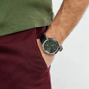  Shop Authentic Tommy Hilfiger Asher Chronograph Green Dial Black Leather Strap Watch For Men - 1791856 - Luxxuri