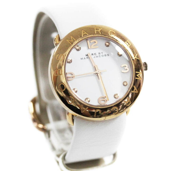  Shop Authentic Marc Jacobs Amy White Dial White Leather Strap Watch for Women - MBM1180 - Luxxuri