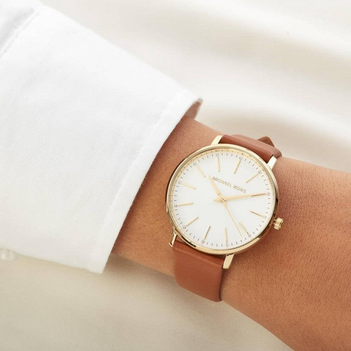  Shop Authentic Michael Kors Pyper Quartz Silver Dial Brown Leather Watch For Women - MK2740 - Luxxuri