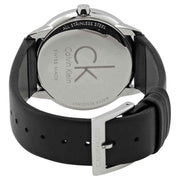 Shop Authentic Calvin Klein Minimal Silver Dial Black Leather Strap Watch for Men - K3M221CY - Luxxuri