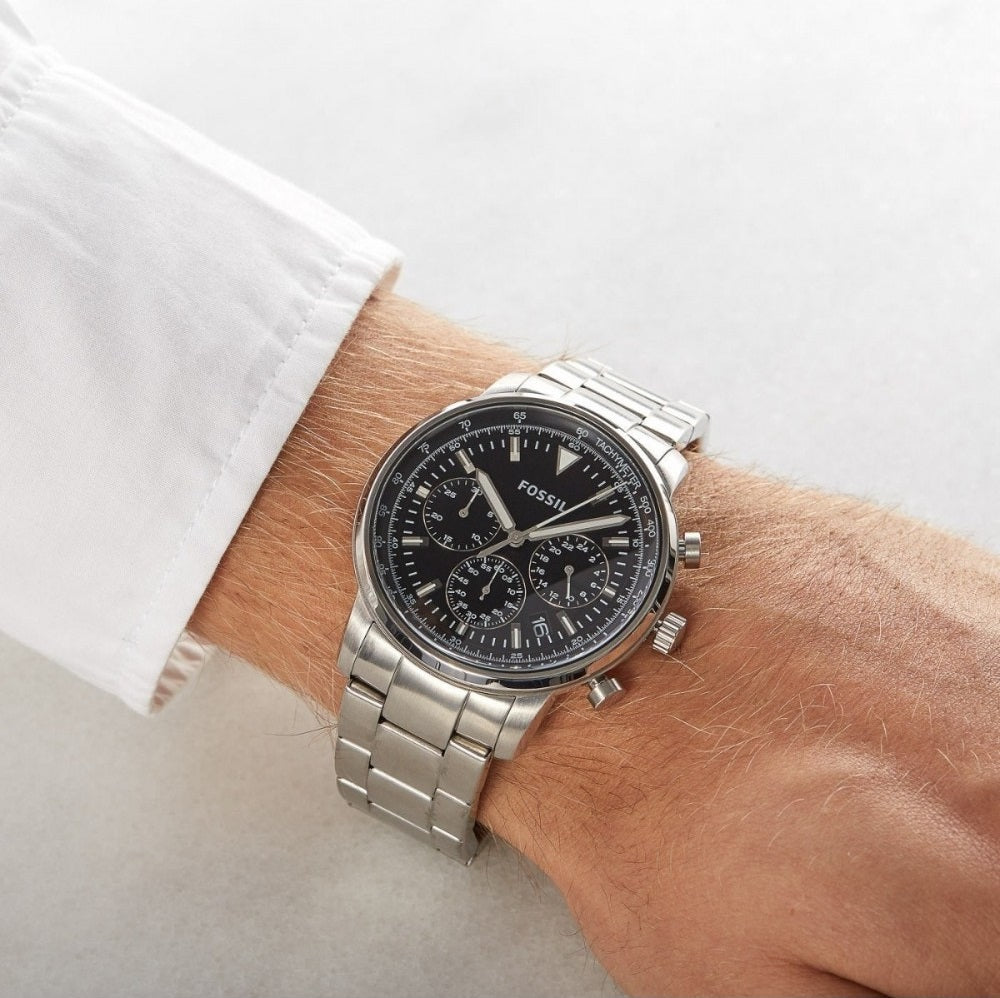  Shop Authentic Fossil Goodwin Chronograph Black Dial Silver Steel Strap Watch for Men - FS5412 - Luxxuri