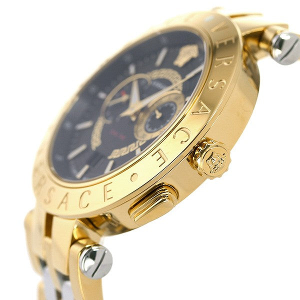 Shop Authentic Versace V-Race Quartz Black Dial Gold Steel Strap Watch For Men - VEBV00519 - Luxxuri