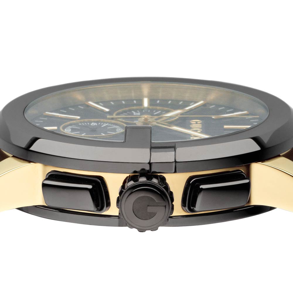  Shop Authentic Gucci G Chrono Black Dial Black Leather Strap Watch For Men - YA101203 - Luxxuri