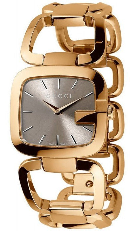  Shop Authentic Gucci G Gucci Brown Dial Rose Gold Steel Strap Watch For Women - YA125408 - Luxxuri