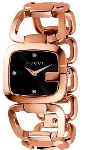  Shop Authentic Gucci G Gucci Diamonds Black Dial Rose Gold Steel Strap Watch For Women - YA125409 - Luxxuri