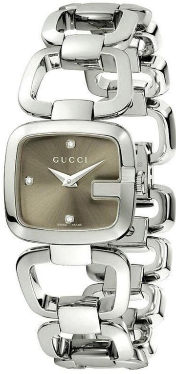  Shop Authentic Gucci G Gucci Brown Dial Silver Steel Strap Watch For Women - YA125503 - Luxxuri