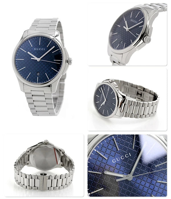  Shop Authentic Gucci G Timeless Blue Dial Silver Steel Strap Watch For Men - YA126316 - Luxxuri