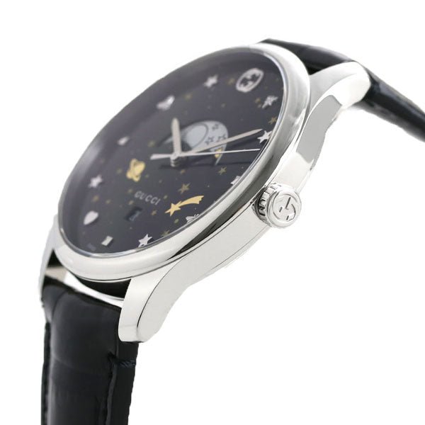  Shop Authentic Gucci G-Timeless Moonphase Black Dial Black Leather Strap Watch For Men - YA126327 - Luxxuri
