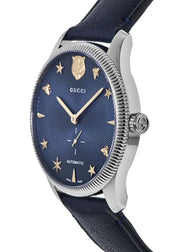  Shop Authentic Gucci G Timeless Automatic Blue Dial Black Leather Strap Watch For Men - YA126347 - Luxxuri
