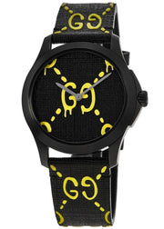  Shop Authentic Gucci G Timeless Ghost Black Dial Black Leather Strap Watch For Men - YA1264019 - Luxxuri
