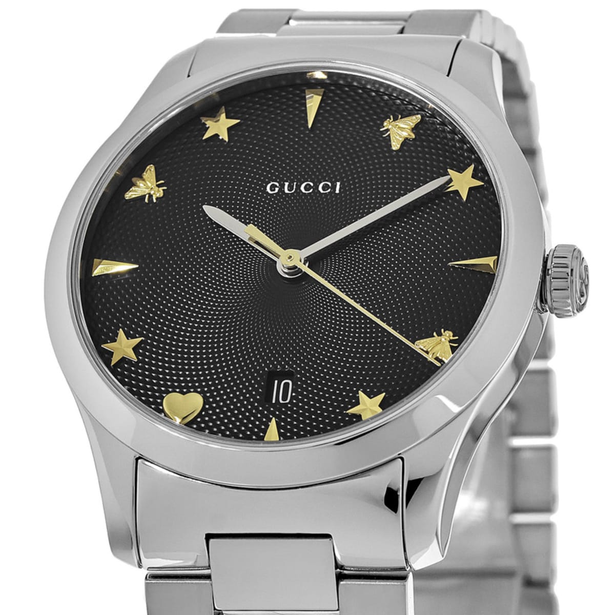  Shop Authentic Gucci G Timeless Black Dial Silver Steel Strap Watch For Women - YA1264029A - Luxxuri