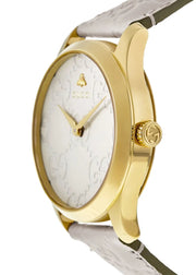  Shop Authentic Gucci G Timeless Quartz White Dial White Leather Strap Watch For Women - YA1264033A - Luxxuri