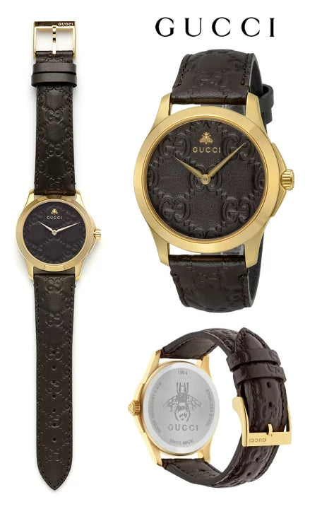  Shop Authentic Gucci G Timeless Quartz Brown Dial Brown Leather Strap Watch for Men - YA1264035 - Luxxuri