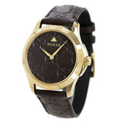  Shop Authentic Gucci G Timeless Quartz Brown Dial Brown Leather Strap Watch for Men - YA1264035 - Luxxuri