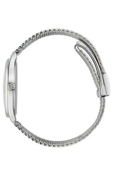  Shop Authentic Gucci G-Timeless Mother of Pearl Dial Silver Mesh Bracelet Watch For Women - YA1264040 - Luxxuri