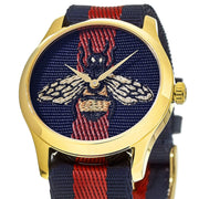  Shop Authentic Gucci G Timeless Bee Red & Blue Dial Red Two Tone Nylon Strap Watch For Men - YA1264061 - Luxxuri