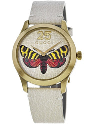  Shop Authentic Gucci G Timeless Butterfly White Dial White Leather Strap Watch For Women - YA1264062 - Luxxuri