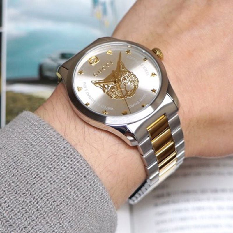 Shop Authentic Gucci G Timeless Silver Dial Two Tone Steel Strap Watch For Women - YA1264074 - Luxxuri