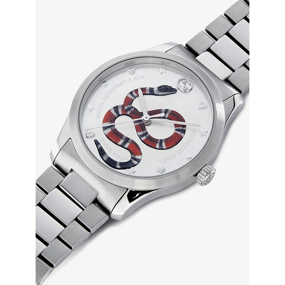  Shop Authentic Gucci G Timeless Silver Dial Silver Steel Strap Watch For Women - YA1264076 - Luxxuri