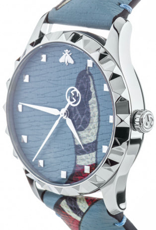  Shop Authentic Gucci G Timeless Quartz Blue Dial Blue Leather Strap Watch For Men - YA1264080 - Luxxuri