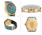  Shop Authentic Gucci G Timeless Floral Turquoise Dial Turquoise Leather Strap Watch For Women - YA1264085 - Luxxuri