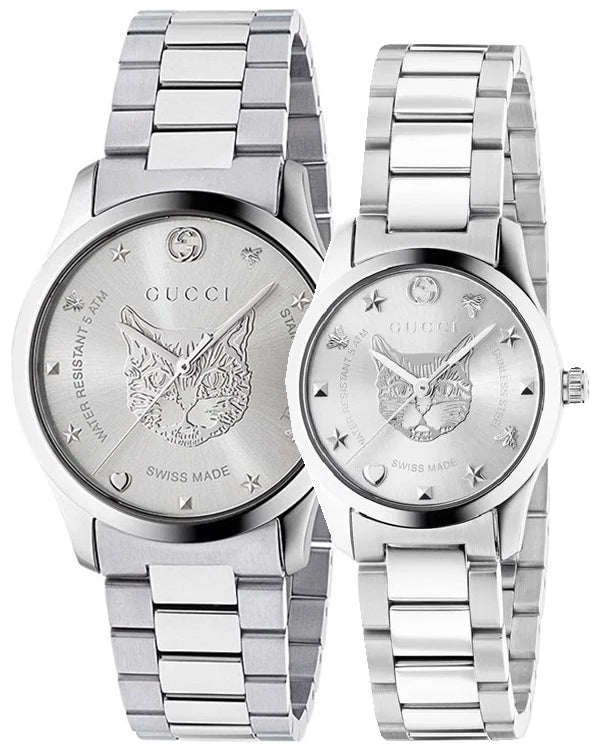 Shop Authentic Gucci G Timeless Silver Dial Silver Steel Strap Watch For Women - YA1264095 - Luxxuri