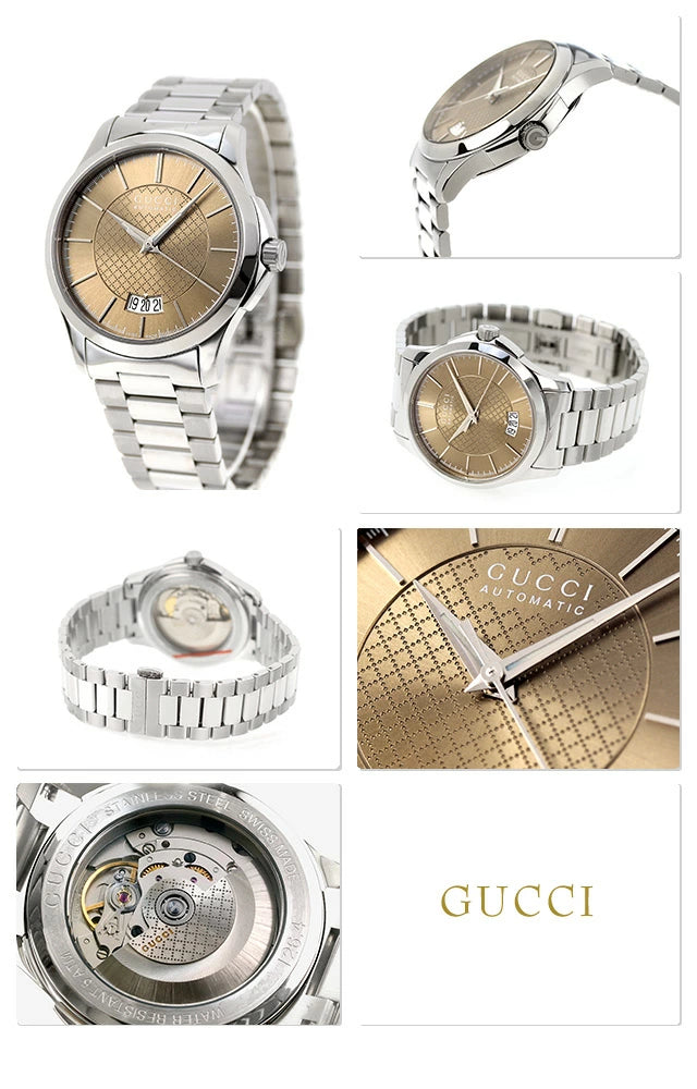  Shop Authentic Gucci G Timeless Automatic Brown Dial Silver Steel Strap Watch For Women - YA126431A - Luxxuri