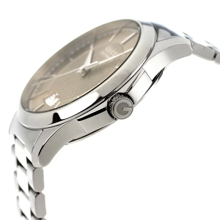  Shop Authentic Gucci G Timeless Automatic Brown Dial Silver Steel Strap Watch For Women - YA126431A - Luxxuri