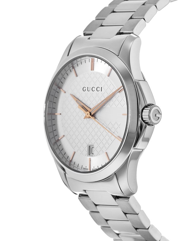  Shop Authentic Gucci G Timeless Silver Dial Silver Steel Strap Unisex Watch - YA126442 - Luxxuri