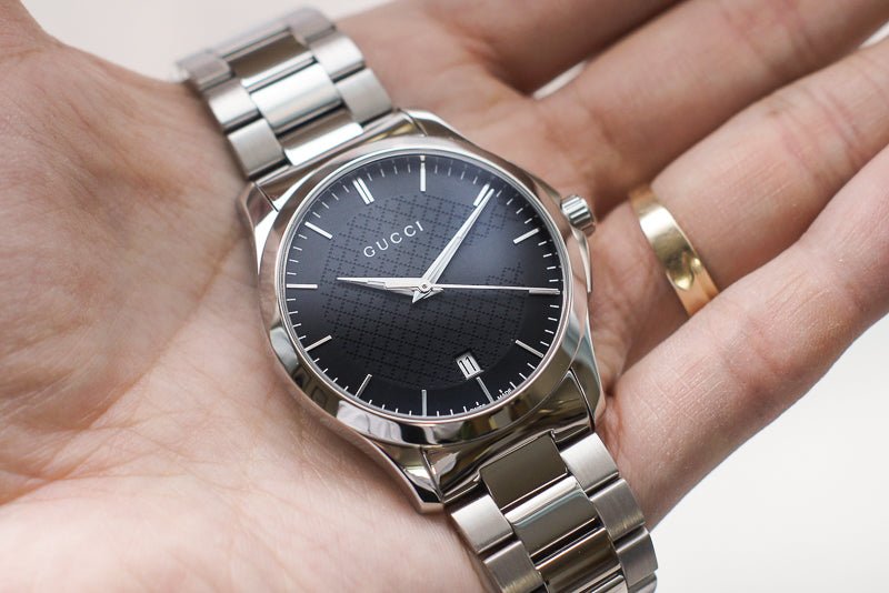  Shop Authentic Gucci G Timeless Black Dial Silver Steel Strap Unisex Watch - YA126457 - Luxxuri