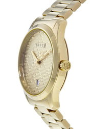  Shop Authentic Gucci G Timeless Gold Dial Gold Steel Strap Unisex Watch - YA126461 - Luxxuri