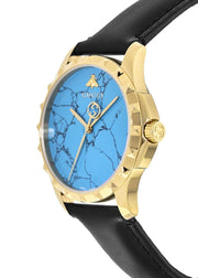  Shop Authentic Gucci G Timeless Turquoise Blue Dial Black Leather Strap Watch For Men - YA126462 - Luxxuri