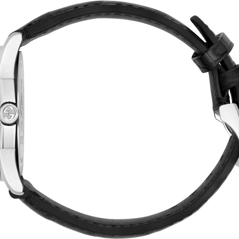  Shop Authentic Gucci G Timeless Automatic Silver Dial Black Leather Strap Unisex Watch - YA126468 - Luxxuri