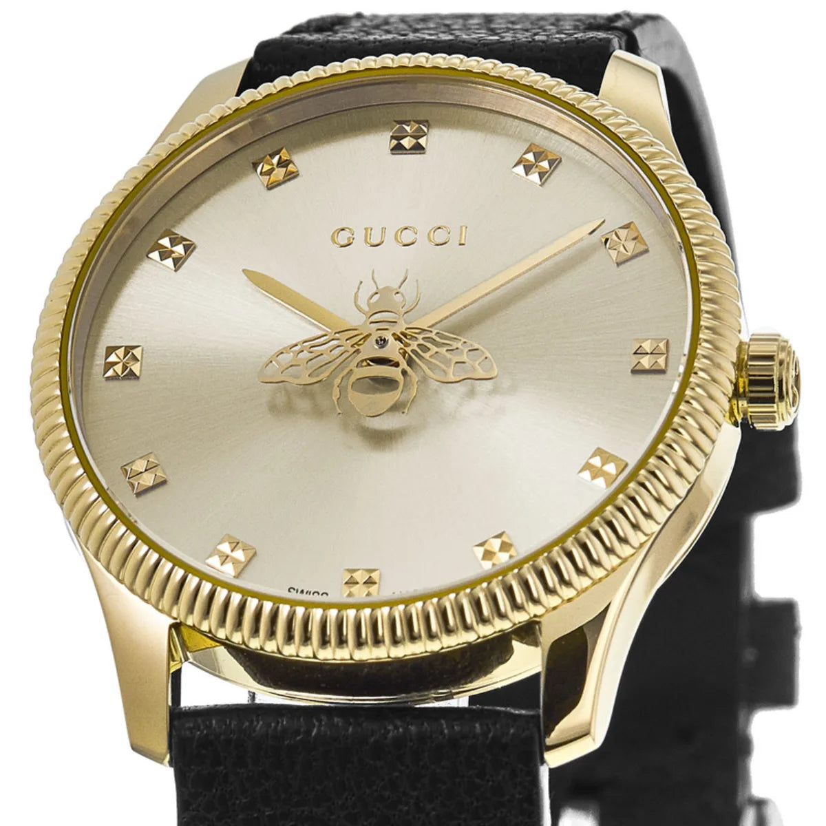  Shop Authentic Gucci G Timeless Quartz Silver Dial Black Leather Strap Watch For Women - YA1265023 - Luxxuri