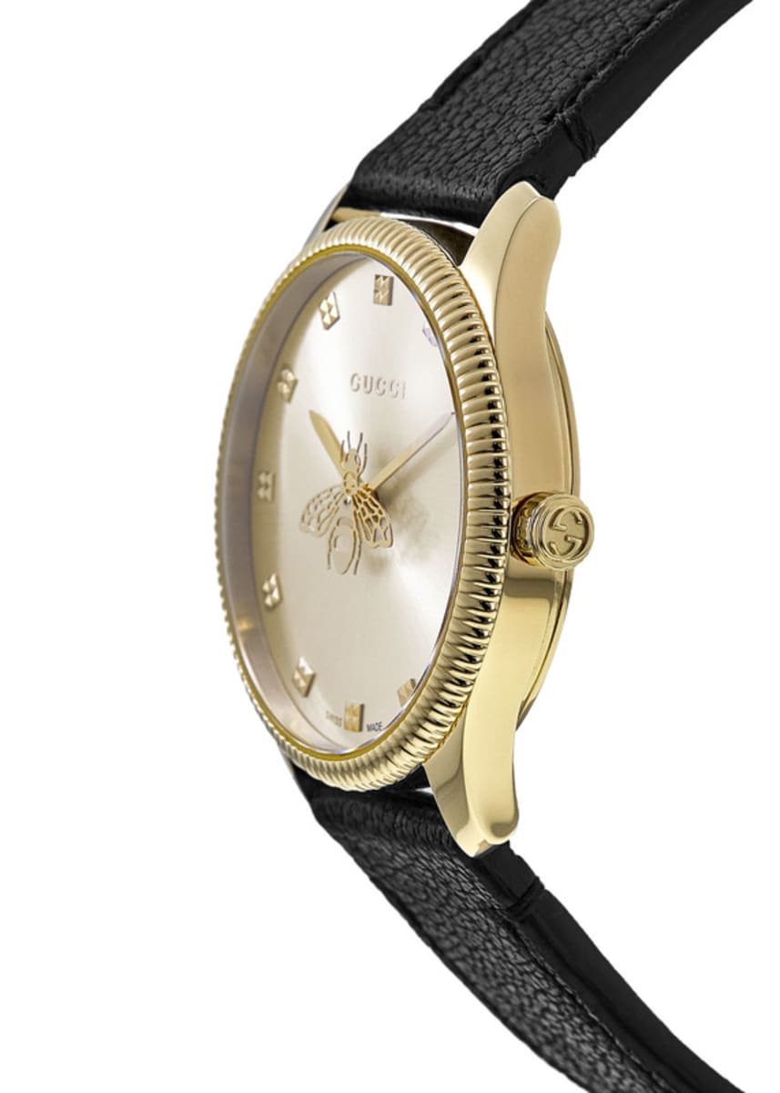  Shop Authentic Gucci G Timeless Quartz Silver Dial Black Leather Strap Watch For Women - YA1265023 - Luxxuri