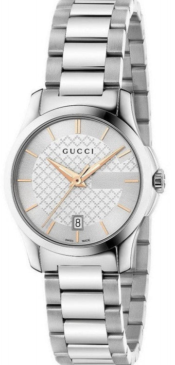  Shop Authentic Gucci G Timeless Silver Dial Silver Steel Strap Watch For Women - YA126523 - Luxxuri