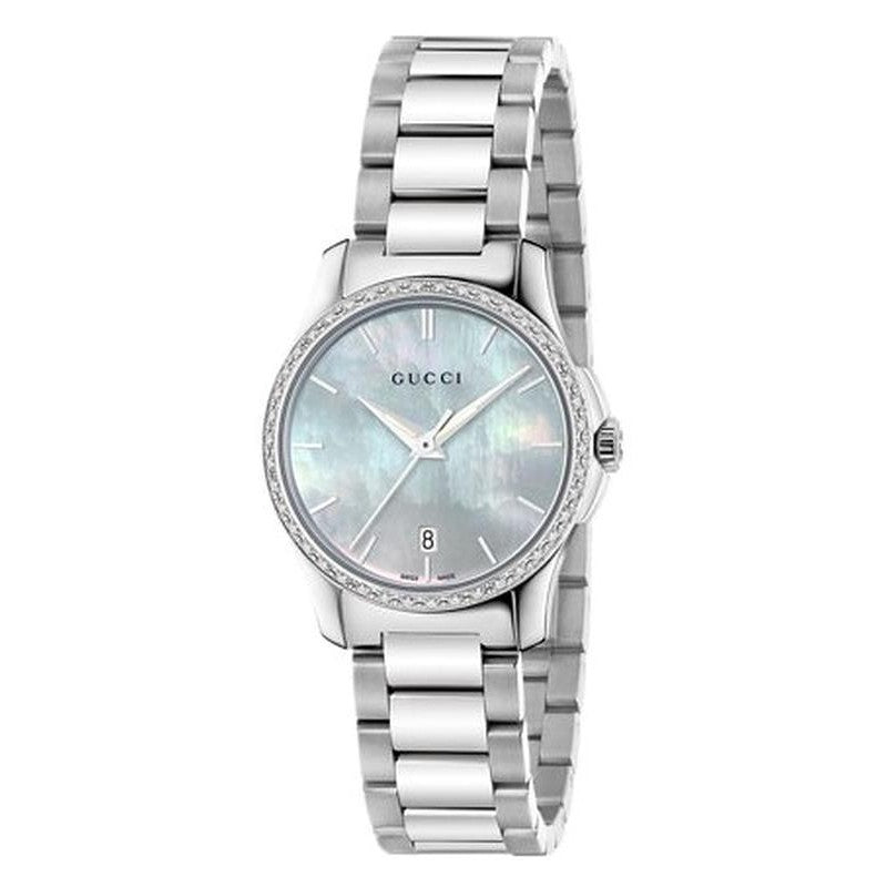  Shop Authentic Gucci G Timeless Mother of Pearl Dial Silver Steel Strap Watch For Women - YA126543 - Luxxuri