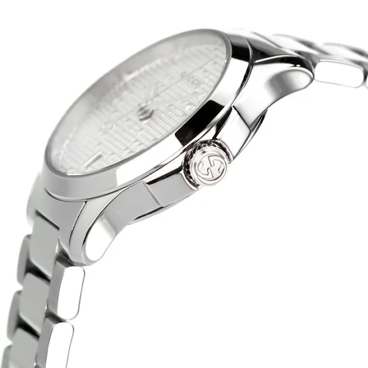  Shop Authentic Gucci G Timeless Quartz Silver Dial Silver Steel Strap Watch For Women - YA126551 - Luxxuri