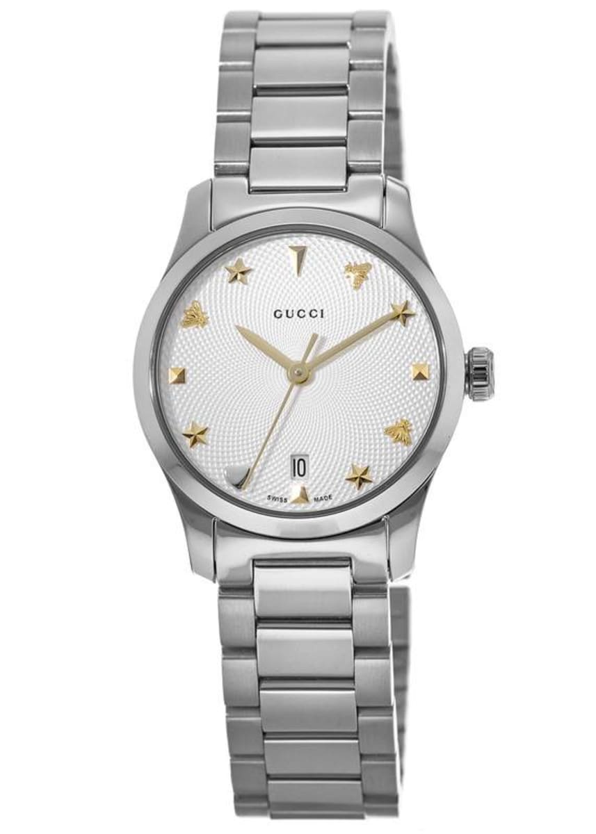  Shop Authentic Gucci G Timeless White Dial Silver Steel Strap Watch For Women - YA126572A - Luxxuri