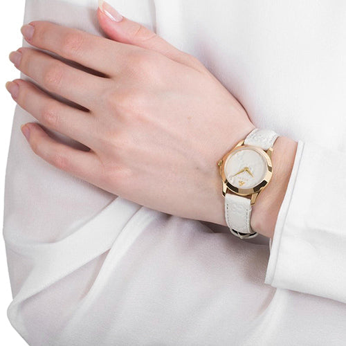  Shop Authentic Gucci G Timeless Quartz White Dial White Leather Strap Watch For Women - YA126580A - Luxxuri