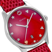  Shop Authentic Gucci G-Timeless Cherry Red Mother of Pearl Dial 27mm Watch For Women - YA126584 - Luxxuri