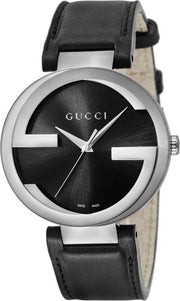  Shop Authentic Gucci Interlocking G Iconic Black Dial Black Leather Strap Watch For Men - YA133205 - Luxxuri