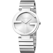  Shop Authentic Gucci G Interlocking Silver Dial Silver Steel Strap Watch For Women - YA133308 - Luxxuri