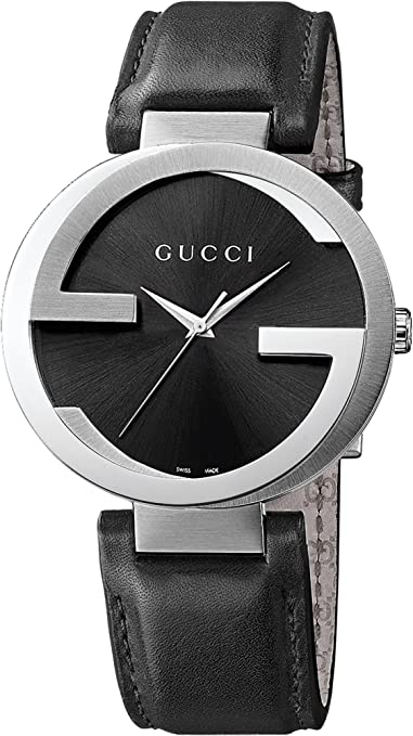  Shop Authentic Gucci G Interlocking Black Dial Black Leather Strap Watch For Women - YA133501 - Luxxuri