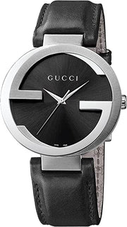  Shop Authentic Gucci G Interlocking Black Dial Black Leather Strap Watch For Women - YA133501 - Luxxuri