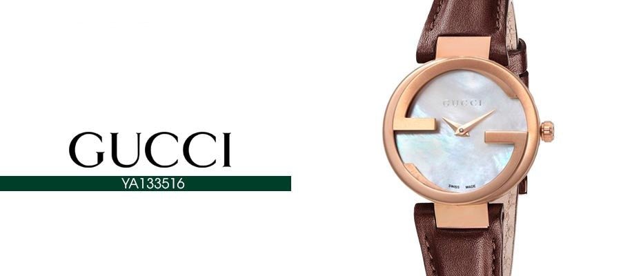  Shop Authentic Gucci G Interlocking Mother of Pearl Dial Brown Leather Strap Watch For Women - YA133516 - Luxxuri