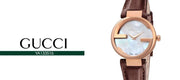  Shop Authentic Gucci G Interlocking Mother of Pearl Dial Brown Leather Strap Watch For Women - YA133516 - Luxxuri
