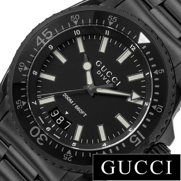  Shop Authentic Gucci Dive Quartz Black Dial Black Steel Strap Watch For Men - YA136205 - Luxxuri